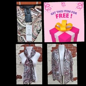 FREE ! NWT women White House Black Market Sheer Paisley Scarf